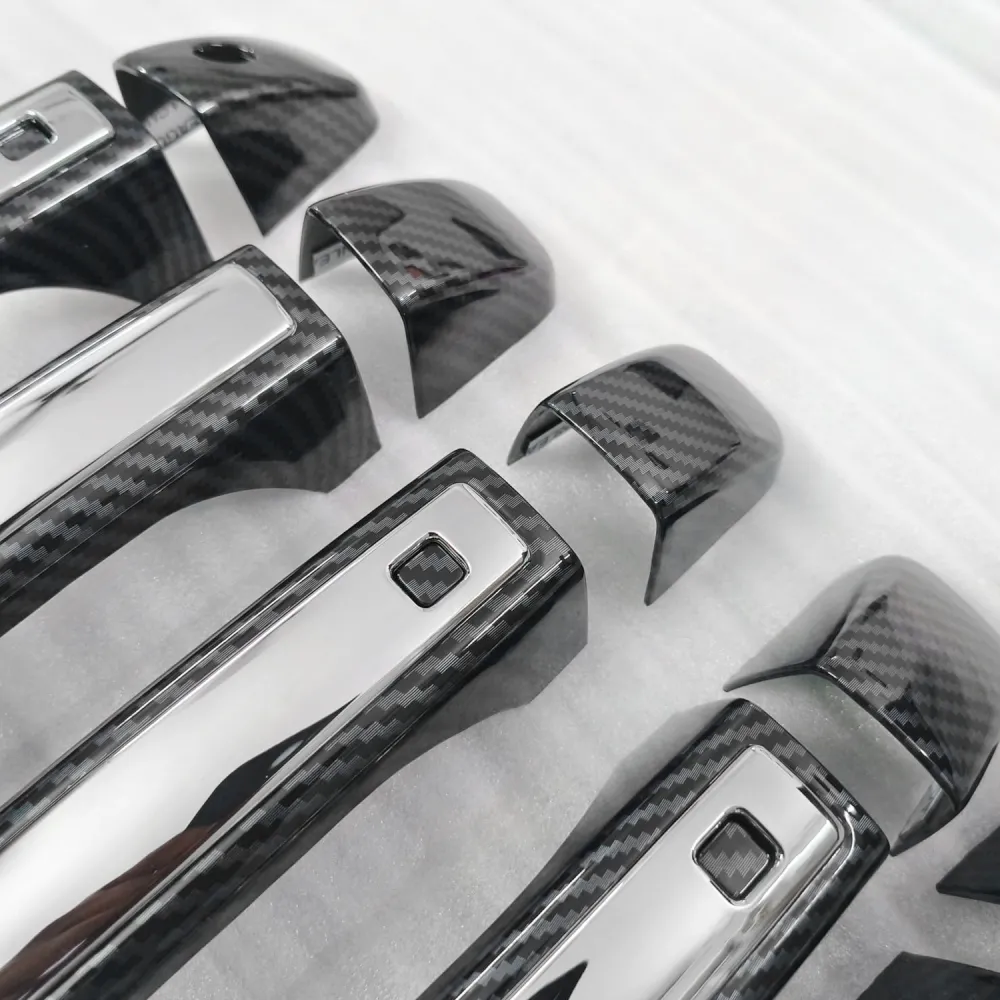 Cnleague Door Handle Cover for Mahindra Scorpio N 2022 Onwards - Black Carbon with Chrome