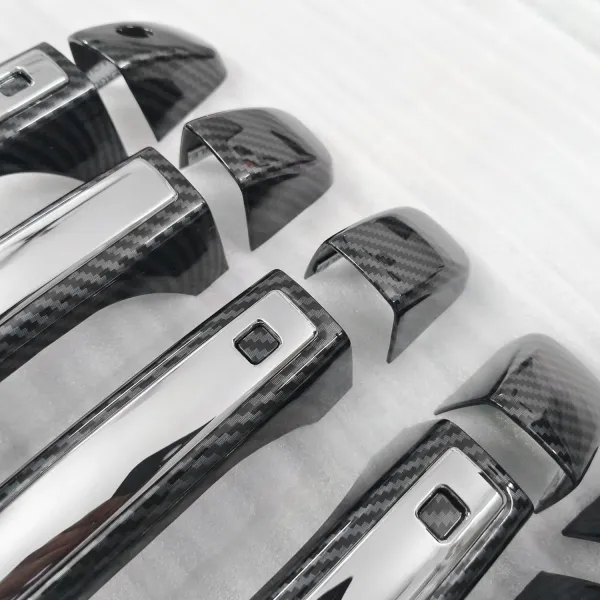 Cnleague Door Handle Cover for Mahindra Scorpio N 2022 Onwards - Black Carbon with Chrome