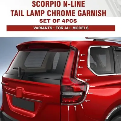 Cnleague Tail Lamp Garnish For Mahindra Scorpio N 2022 Onwards - Chrome Finish Cnleague Tail Lamp Garnish For Mahindra Scorpio N 2022 Onwards - Chrome Finish