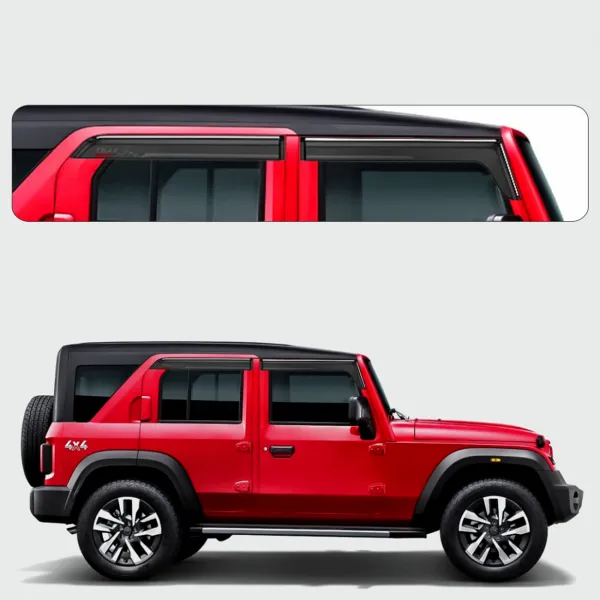 Galio Chrome Line Door Visor for Mahindra Thar Roxx 2024 Onwards Galio Chrome Line Door Visor for Mahindra Thar Roxx 2024 Onwards