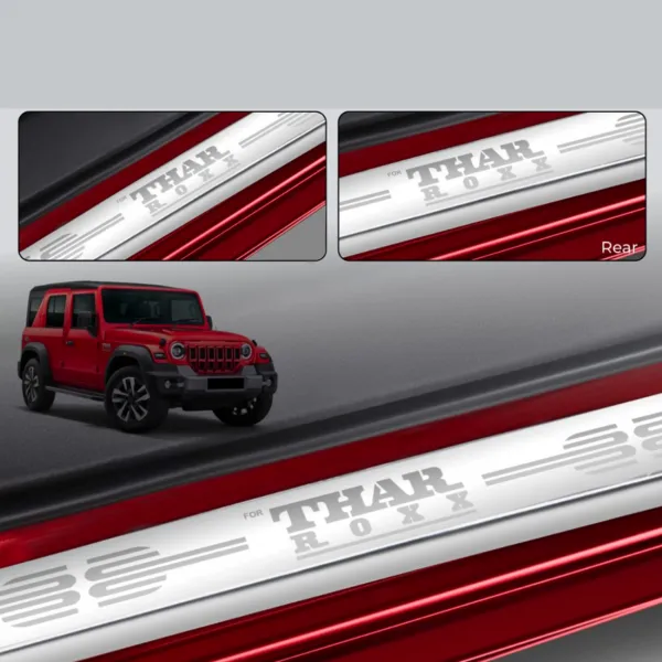Galio Stainless Steel Door Sill Guards for Mahindra Thar Roxx 2024 Onwards Galio Stainless Steel Door Sill Guards for Mahindra Thar Roxx 2024 Onwards