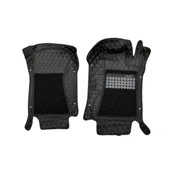 7D Car Floor Mats for VW Virtus 2022 Onwards - Black Color