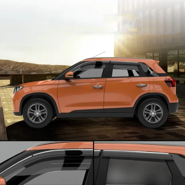 Galio Chrome Line Door Visor for Maruti Suzuki Brezza 2016-22 Galio Chrome Line Door Visor for Maruti Suzuki Brezza 2016-22