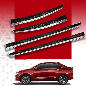Side Door Beading for Maruti Suzuki Dzire 2024 Onwards - Glossy Black with Chrome Side Door Beading for Maruti Suzuki Dzire 2024 Onwards - Glossy Black with Chrome