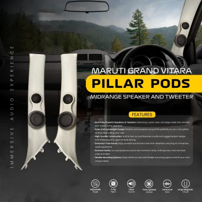 Midrange Tweeter and Pillar Pod for Maruti Suzuki Grand Vitara 2022 Onwards - Beige Color Midrange Tweeter and Pillar Pod for Maruti Suzuki Grand Vitara 2022 Onwards - Beige Color