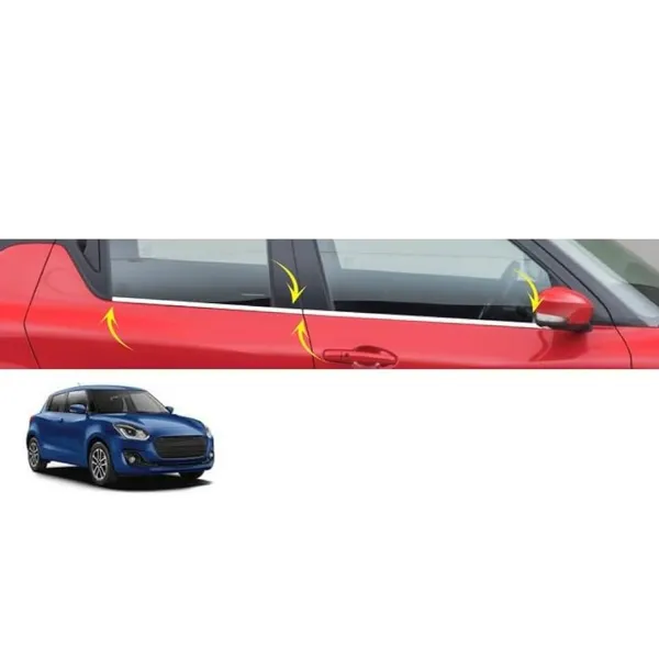 Lower Window Chrome Garnish Trims for Maruti Suzuki Swift 2018-23 Lower Window Chrome Garnish Trims for Maruti Suzuki Swift 2018-23