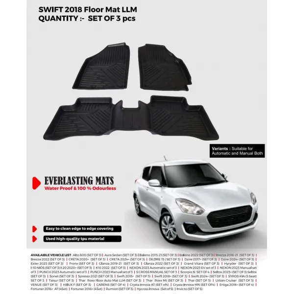 Carhatke TPU Premium LongLife Floor Mats for Maruti Suzuki Swift 2024 Onwards Carhatke TPU Premium LongLife Floor Mats for Maruti Suzuki Swift 2024 Onwards