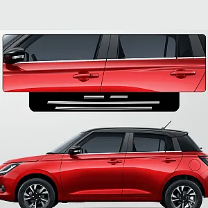 Galio Lower Window Chrome Garnish for Maruti Suzuki Swift 2024 Onwards Galio Lower Window Chrome Garnish for Maruti Suzuki Swift 2024 Onwards