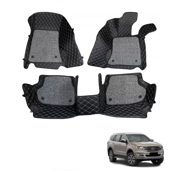 Ford New Endeavour Premium Diamond Pattern 7D Car Floor Mats (Set of 4, Black and Beige) Ford New Endeavour Premium Diamond Pattern 7D Car Floor Mats (Set of 4, Black and Beige)