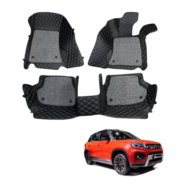Maruti Vitara Brezza Premium Diamond Pattern 7D Car Floor Mats (Set of 3, Black) Maruti Vitara Brezza Premium Diamond Pattern 7D Car Floor Mats (Set of 3, Black)