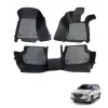 Toyota Innova Premium Diamond Pattern 7D Car Floor Mats (Set of 4, Black & Beige)