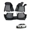 Toyota Corolla Altis Premium Diamond Pattern 7D Car Floor Mats (Set of 3, Black & Beige)