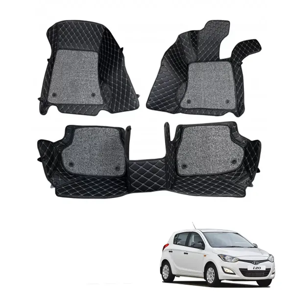 Hyundai i20 Facelift 2012-2014 Premium Diamond Pattern 7D Car Floor Mats (Set of 3, Black) Hyundai i20 Facelift 2012-2014 Premium Diamond Pattern 7D Car Floor Mats (Set of 3, Black)