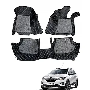 Renault Triber Premium Diamond Pattern 7D Car Floor Mats (Set of 4, Black)