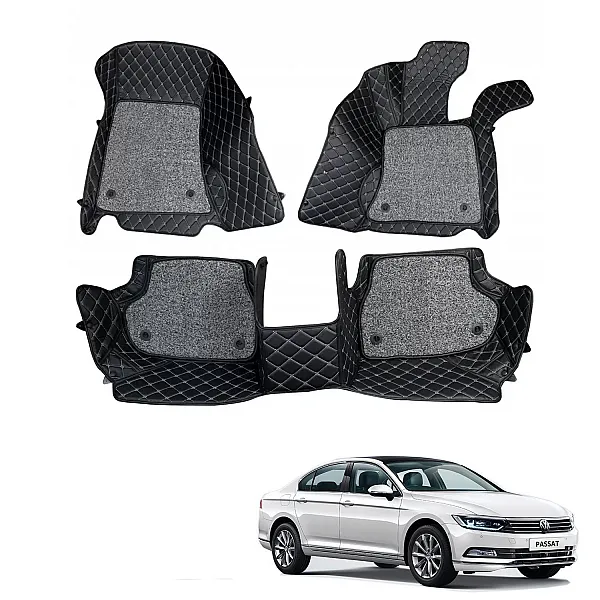 Volkswagen Passat Premium Diamond Pattern 7D Car Floor Mats (Set of 3, Black) Volkswagen Passat Premium Diamond Pattern 7D Car Floor Mats (Set of 3, Black)
