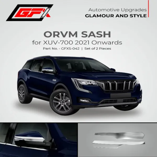 GFX Mahindra XUV 700 2021 Onwards ORVM Sash Chrome Garnish GFX Mahindra XUV 700 2021 Onwards ORVM Sash Chrome Garnish