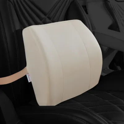 Orthopedic L4 Lumbar Support Back Cushion for Car, Chair and Office Chair - Beige Color