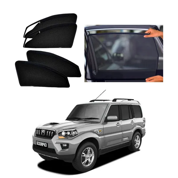 Mahindra New Scorpio 2014 Onward Zipper Magnetic Window Sun Shades Set Of 6