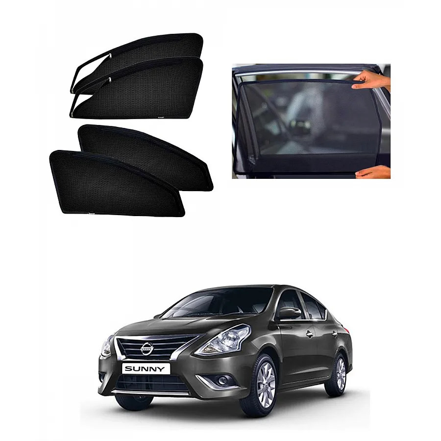 Nissan Sunny 2014 Onwards Zipper Magnetic Window Sun Shades - 4 Pieces