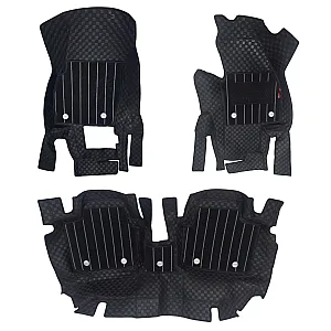 Luxury Florino Floor Mats for Skoda Slavia 2022 Onwards With Amplifier Cut Automatic - Black Color