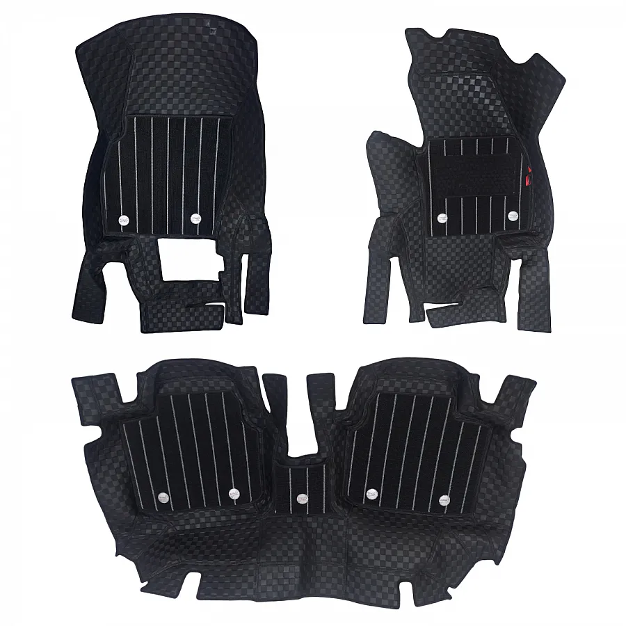 Luxury Florino Floor Mats for Skoda Slavia 2022 Onwards With Amplifier Cut Automatic - Black Color