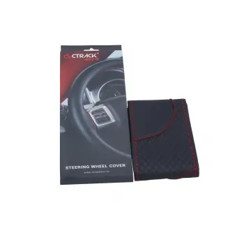 High-Quality Leather Car Steering Wheel Cover &ndash; Black with Red Stitch