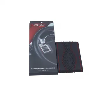 High-Quality Leather Car Steering Wheel Cover &ndash; Black with Red Stitch