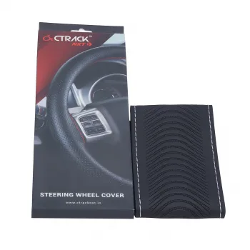 High-Quality Leather Car Steering Wheel Cover &ndash; Black with Silver Stitch