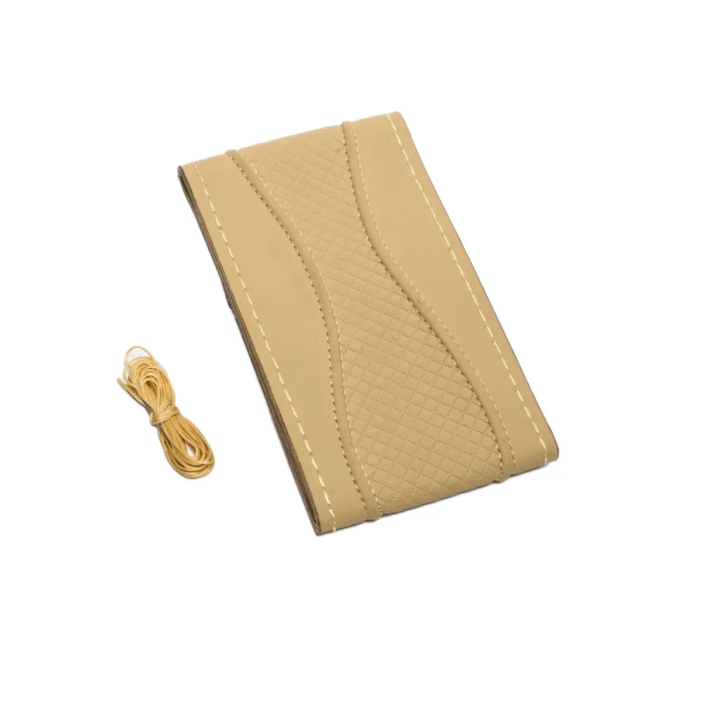 High-Quality Leather Car Steering Wheel Cover &ndash; Beige
