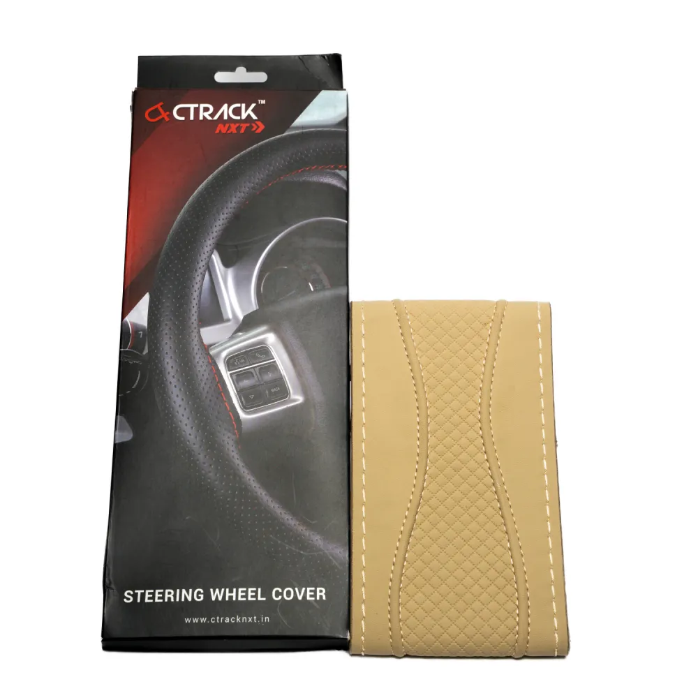 High-Quality Leather Car Steering Wheel Cover &ndash; Beige