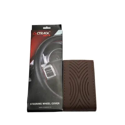 High-Quality Leather Car Steering Wheel Cover &ndash; Full Coffee