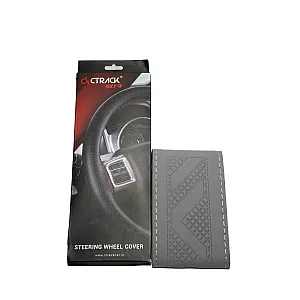 High-Quality Leather Car Steering Wheel Cover &ndash; Full Grey