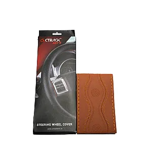 High-Quality Leather Car Steering Wheel Cover &ndash; Full Tan