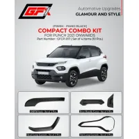 GFX Tata Punch Exterior Glossy Black Piano Finish Body Kit Combo (Set 10 Pcs.)