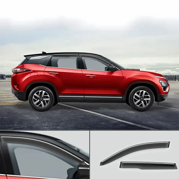 GFX Tata Harrier 2019 Onwards Window Door Visor with Silver Line
