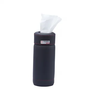 Cup Holder Tissue Box Rigid Material with Premium Leather Cover - Black Color