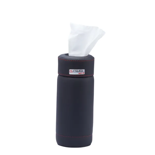 Cup Holder Tissue Box Rigid Material with Premium Leather Cover - Black Color