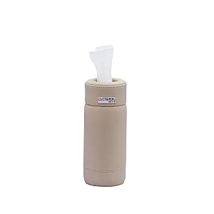 Cup Holder Tissue Box Rigid Material with Premium Leather Cover - Beige Color