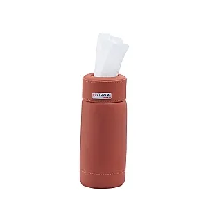 Cup Holder Tissue Box Rigid Material with Premium Leather Cover - Tan Color