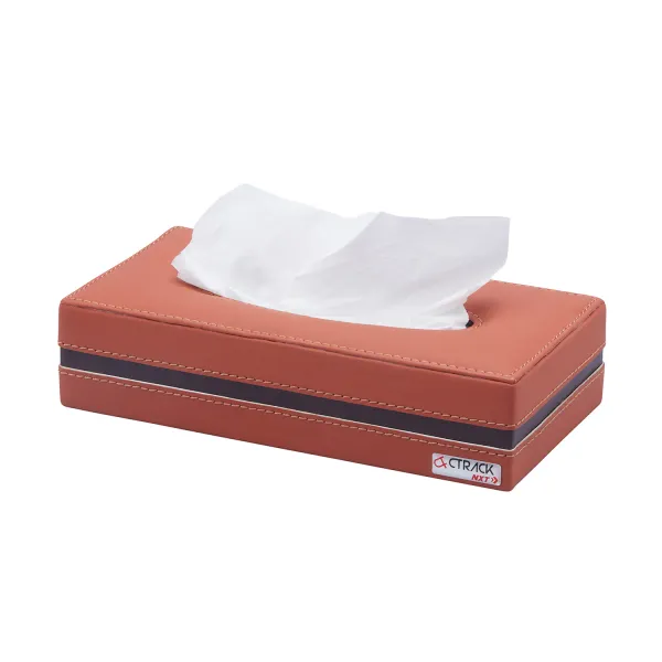 Premium Tissue Box Rigid Material with Premium Leather Cover - Tan Color