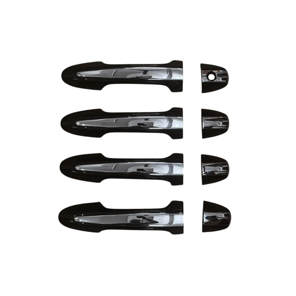 Cnleague Door Handle Cover for Toyota Crysta, New Fortuner, Yaris - Black with Chrome