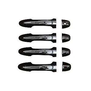 Cnleague Door Handle Cover for Toyota Crysta, New Fortuner, Yaris - Black with Chrome