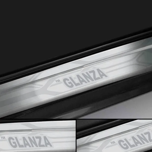 Galio Stainless Steel Door Sill Guards for Toyota Glanza 2020 Onwards Galio Stainless Steel Door Sill Guards for Toyota Glanza 2020 Onwards