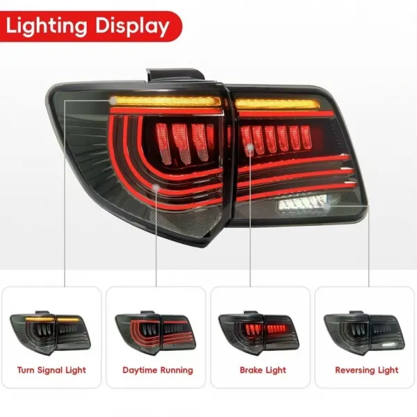 Dodge Style LED Tail Light for Toyota Fortuner 2012-2016 - Smoke Glass