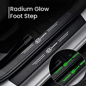 Car Door Radium Night Logo Glow Sill Plate Door Guard  Pad  Stickers for Kia Cars (Set of 4Pcs.)