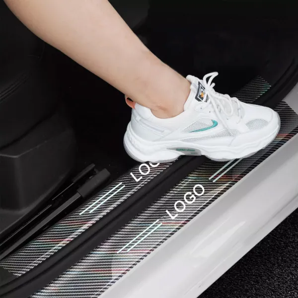 Car Door Radium Night Logo Glow Sill Plate Door Guard  Pad  Stickers for Kia Cars (Set of 4Pcs.)