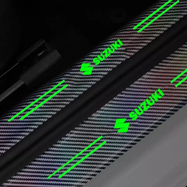 Car Door Radium Night Logo Glow Sill Plate Door Guard  Pad  Stickers for Maruti Suzuki (Set of 4Pcs.)