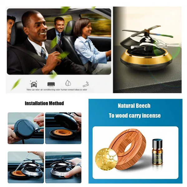 Solar Crystal Ball Metal Body Car Solar Power Rotating Air Freshener