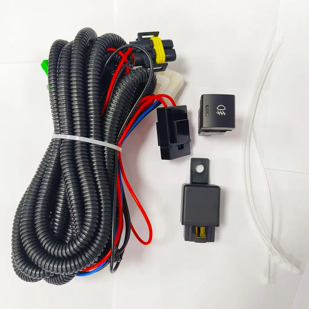 Universal Fog Light Relay Wiring Harness Kit With Switch for Car