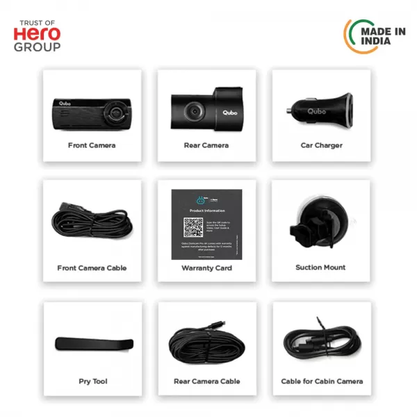 Qubo Car Dash Camera True 4K 2160P UHD Dual Channel Qubo Car Dash Camera True 4K 2160P UHD Dual Channel
